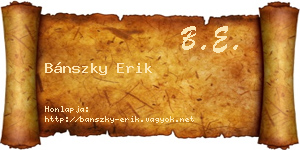 Bánszky Erik névjegykártya